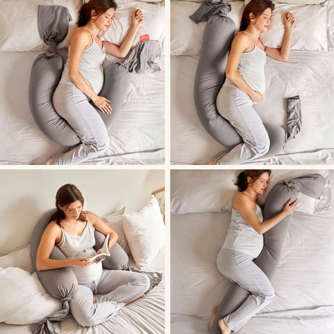 BBHUGME Organic Pregnancy Body Pillow -  Stone/Stone