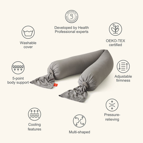 BBHUGME Organic Pregnancy Body Pillow -  Stone/Stone
