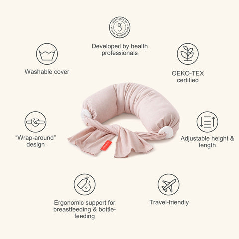 BBHUGME Adjustable Nursing Pillow - Pink Melange