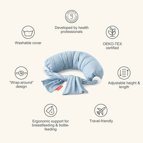 BBHUGME Adjustable Nursing Pillow - Blue Melange
