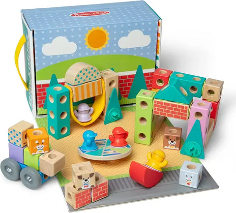 Melissa & Doug - Wooden Blockables Town Play Set