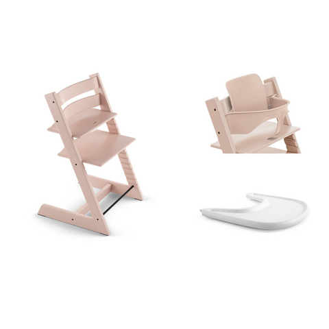 Stokke Tripp Trapp Chair Babyset Tray Bundle Serene Pink