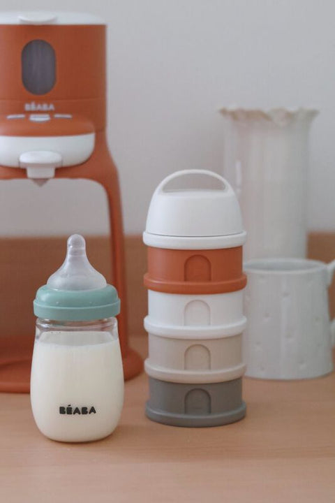 Formula Milk Container 4 Compartments  Cotton White Terracotta