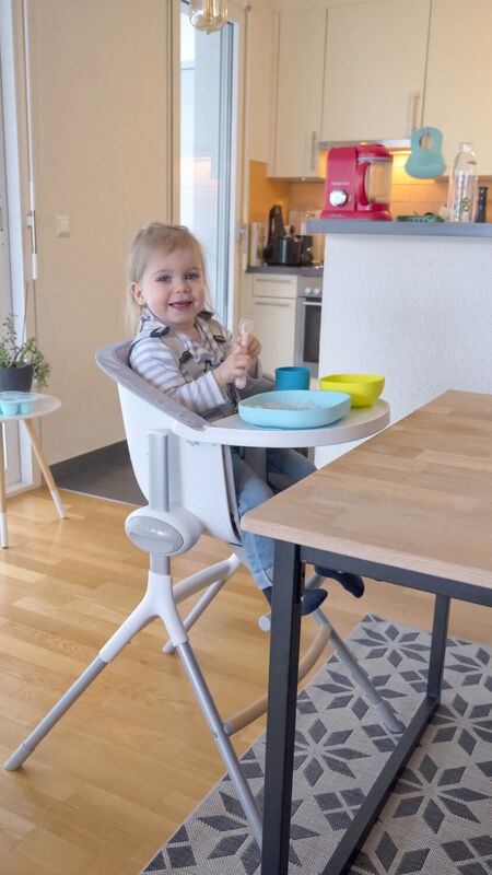 Beaba High Chair Up & Down Textile Seat Grey