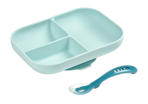 Beaba Silicone Suction Divided Plate Blue