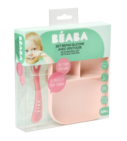 Beaba Silicone Suction Divided Plate Pink