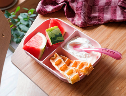 Beaba Silicone Suction Divided Plate Pink