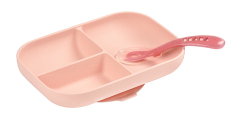 Beaba Silicone Suction Divided Plate Pink