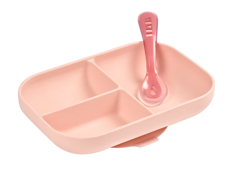Beaba Silicone Suction Divided Plate Pink