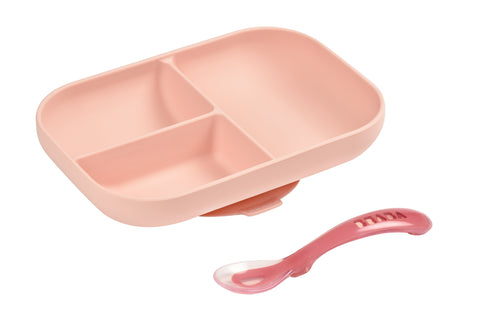 Beaba Silicone Suction Divided Plate Pink