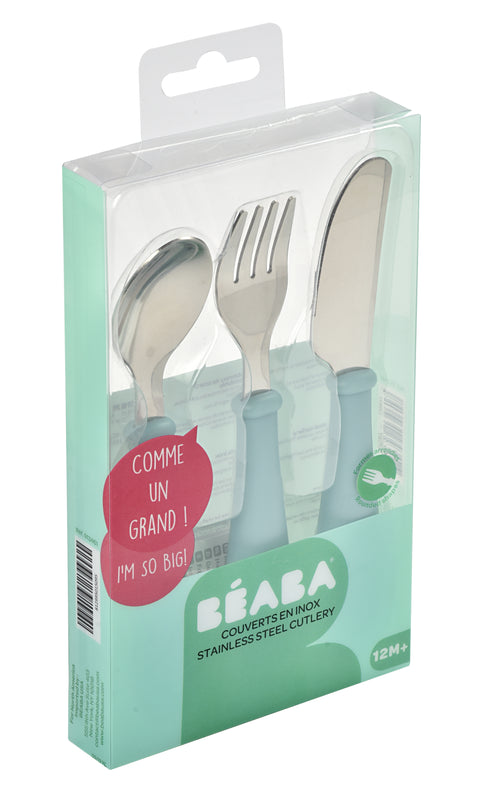 Beaba Stainless Steel Training Cutlery Airy Green