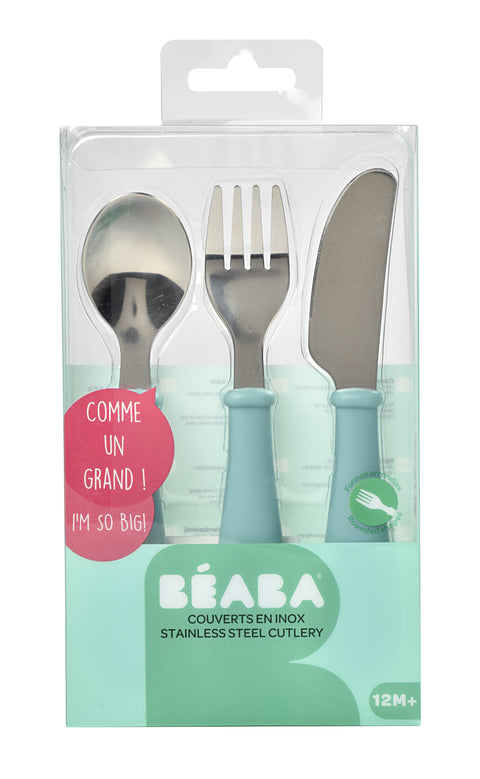 Beaba Stainless Steel Training Cutlery Airy Green