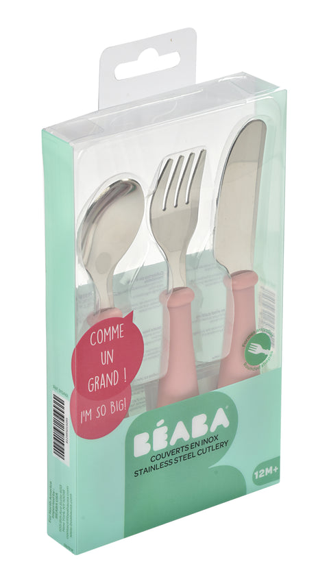 Beaba Training Fork And Spoon 2nd Age Old Pink