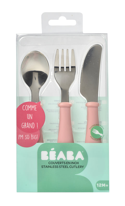 Beaba Training Fork And Spoon 2nd Age Old Pink