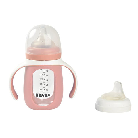 Beaba 2 In 1 Learning Bottle 210ml Old Pink