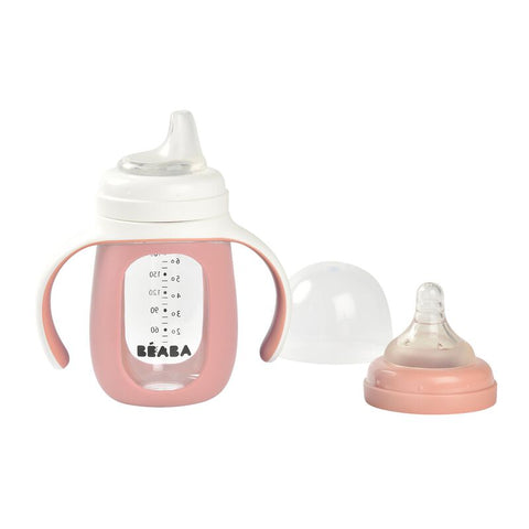 Beaba 2 In 1 Learning Bottle 210ml Old Pink