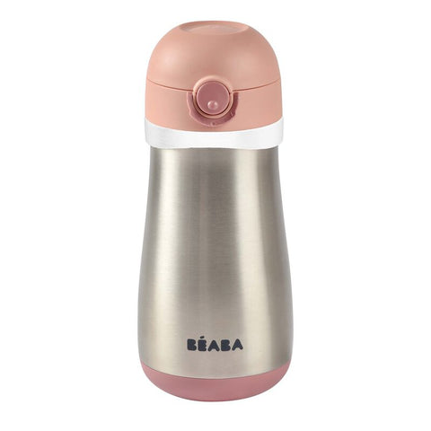 Beaba Stainless Steel Bottle 350ml + Handle Old Pink