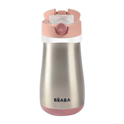 Beaba Stainless Steel Bottle 350ml + Handle Old Pink