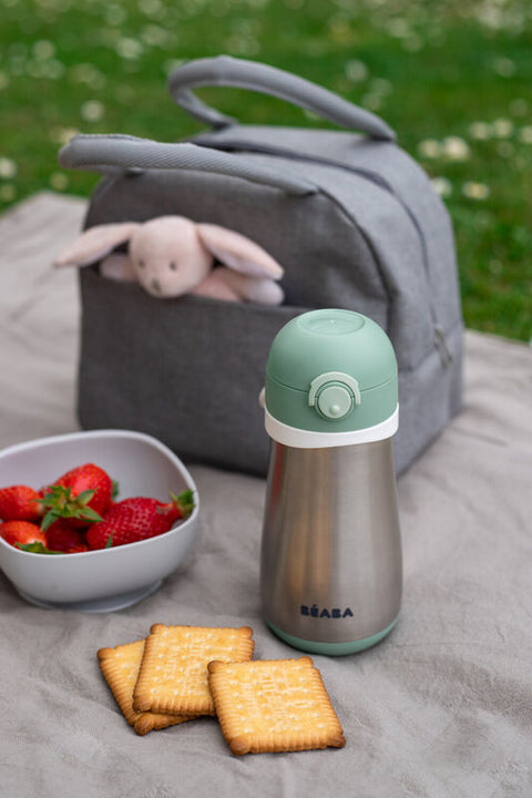 Beaba Stainless Steel Bottle 350ml + Handle Sage