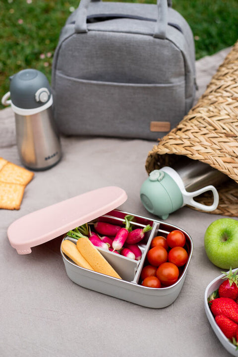 Beaba Stainless Steel Lunch Box Velvet Grey Dusty Rose