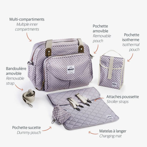 Beaba Geneva II Changing Bag Play Print Grey Coral