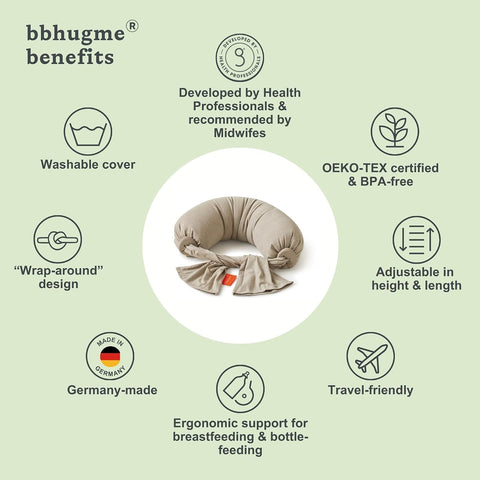 BBHUGME Adjustable Nursing Pillow - Seashell Beige /  Sand