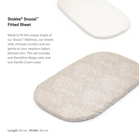 Stokke Snoozi Fitted Sheet 2 Pack Vanilla Dandellion