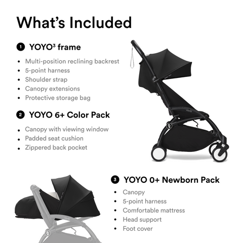 Stokke YOYO3 Frame 6+ 0+ Black Bundle