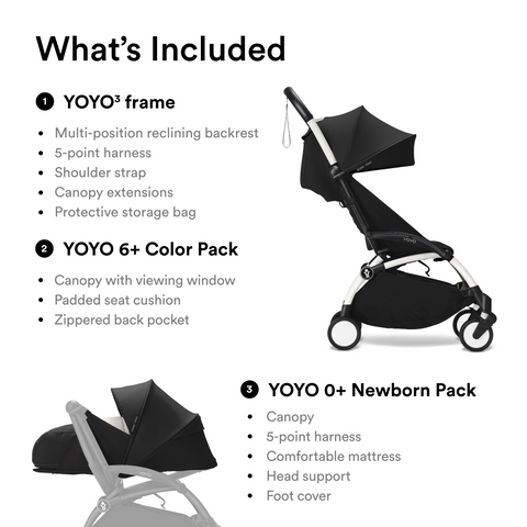 Stokke YOYO3 Frame 6+ 0+ Black Bundle