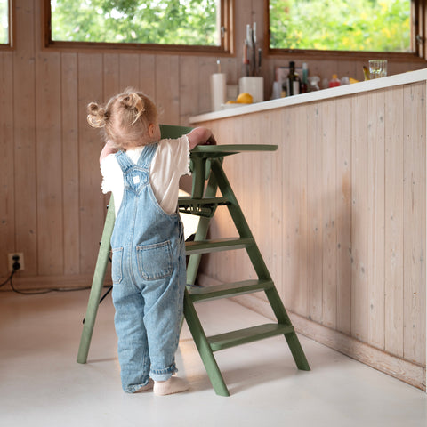 KAOS KLAPP High Chair Recycled + Safety Rail + Food Tray - Mineral Green
