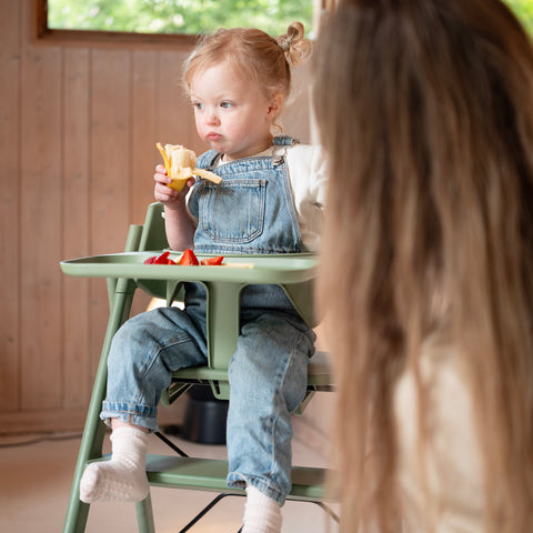 KAOS KLAPP High Chair Recycled + Safety Rail + Food Tray - Mineral Green