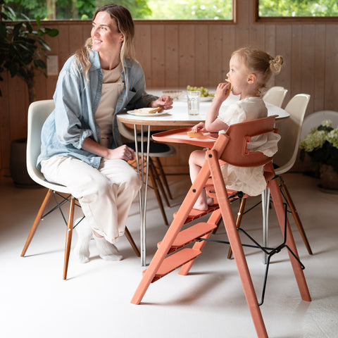KAOS KLAPP High Chair Recycled + Safety Rail + Food Tray - Terracotta Pink