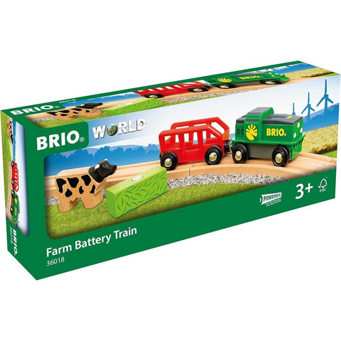 BRIO 36018 Farm Train with Magnetic Wagon and Wooden Cow – Age 3+