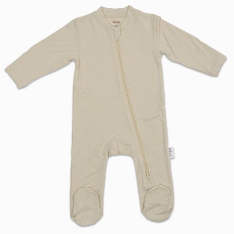 Bamboo Footed Sleepsuit - Beige - Size Newborn