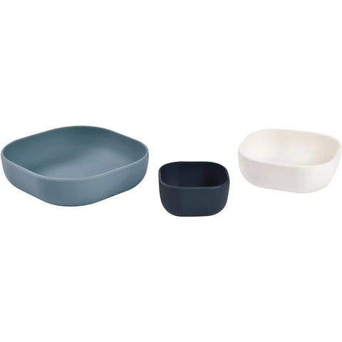 Beaba Silicone 3 Piece Nesting Bowl Set Night Blue Cotton Baltic Blue