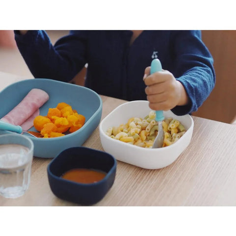 Beaba Silicone 3 Piece Nesting Bowl Set Night Blue Cotton Baltic Blue