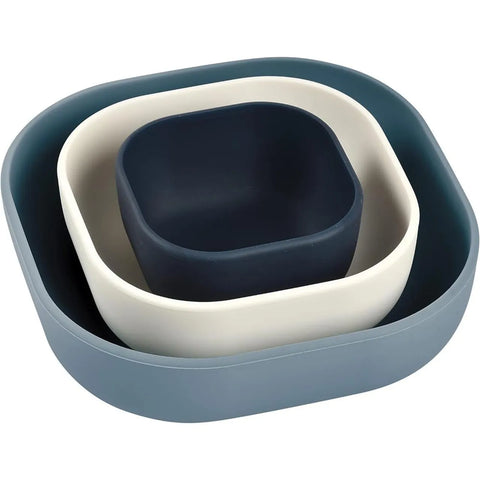 Beaba Silicone 3 Piece Nesting Bowl Set Night Blue Cotton Baltic Blue