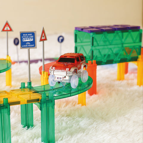 Cleverclixx Magnetic Tile - Race Track Car Red