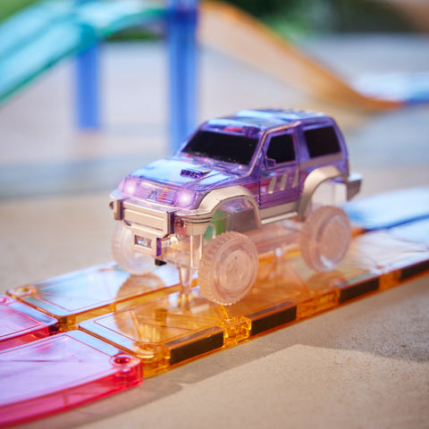 Cleverclixx Magnetic Tile - Race Track Car Pastel Purple