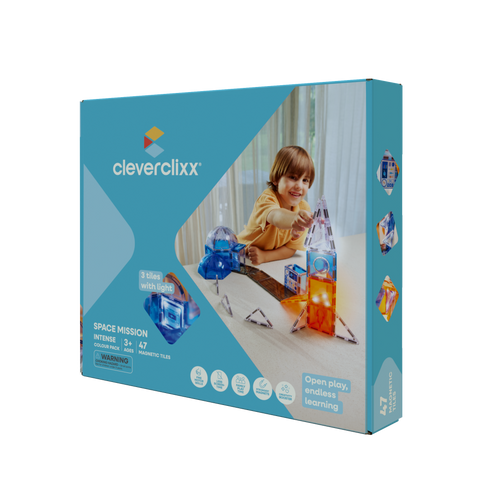 Cleverclixx Magnetic Tile - Space Mission Pack - 47 pieces