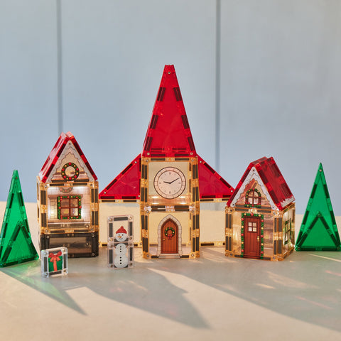 Cleverclixx Magnetic Tile - Christmas Village Advent Calendar - 46 pieces