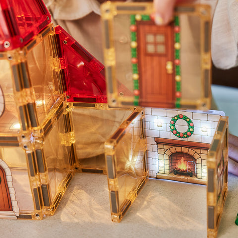 Cleverclixx Magnetic Tile - Christmas Village Advent Calendar - 46 pieces