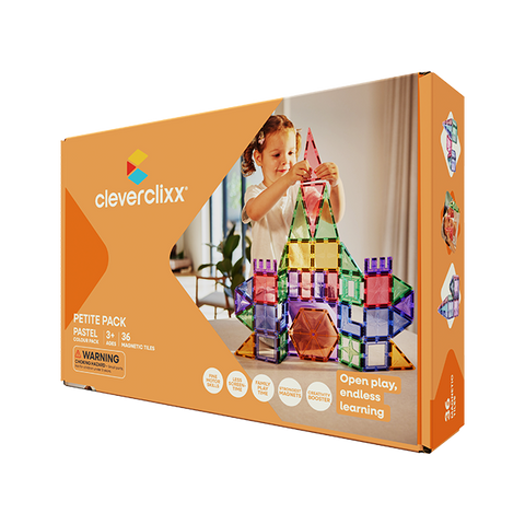 Cleverclixx Petite Pastel Pack (36 Pcs) | Magnetic Tiles
