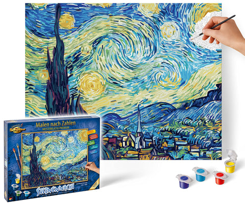 CreArt Canvas Edition Starry Night (Van Gogh) Paint‑by‑Numbers Kit