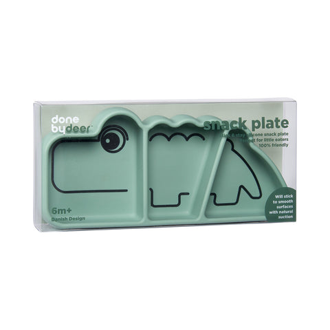 Silicone Stick&Stay Snack Plate Croco Green