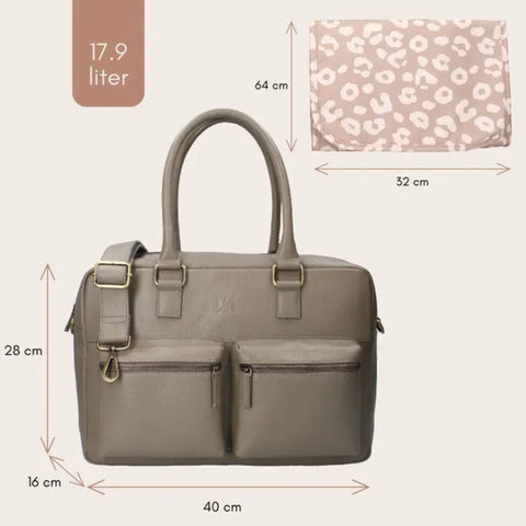 Diaper bag  Vienna Lovely Leather, Taupe_Toybox.ae