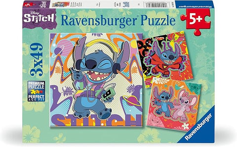 Disney Stitch “Play the Day Away” 3×49‑Piece Jigsaw Puzzle Set