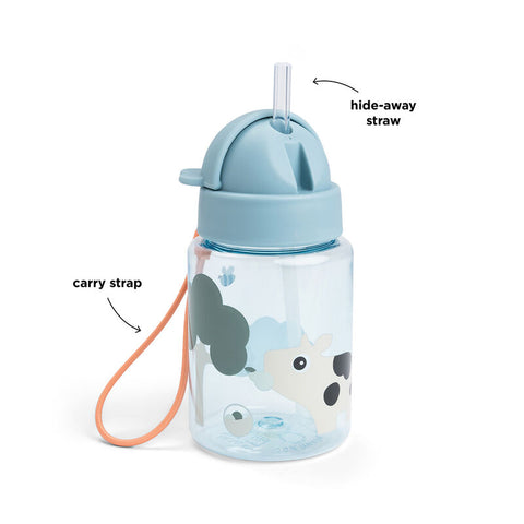Straw Bottle Tiny Farm Blue