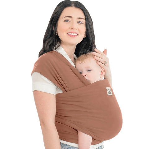 KeaBabies Original Wrap Baby Carrier, Terracotta, Ergonomic, Adjustable, Breathable, Hands-Free Baby Carrier, Newborn to Toddler Comfort
