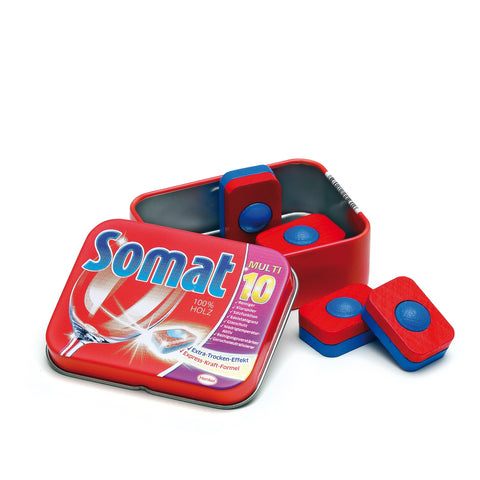Erzi | Dishwasher Tabs Somat in a Tin | Wooden Toy Set